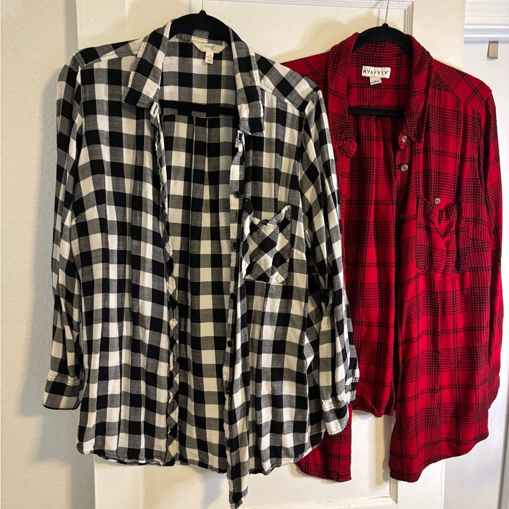 Set of 2 oversized, soft lightweight flannel shirts Ws 2X